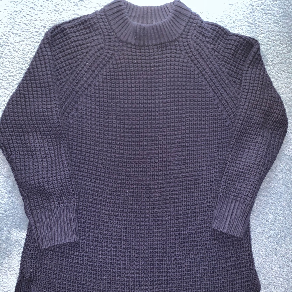 Everlane waffle knit tunic sweater navy